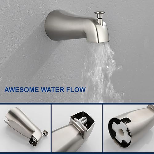 Miniatura 5 de SHAMANDA Juego de grifo para bañera de ducha con válvula rugosa y kit de recorte sistema de ducha con boquilla desviadora de cascada juego combinado
