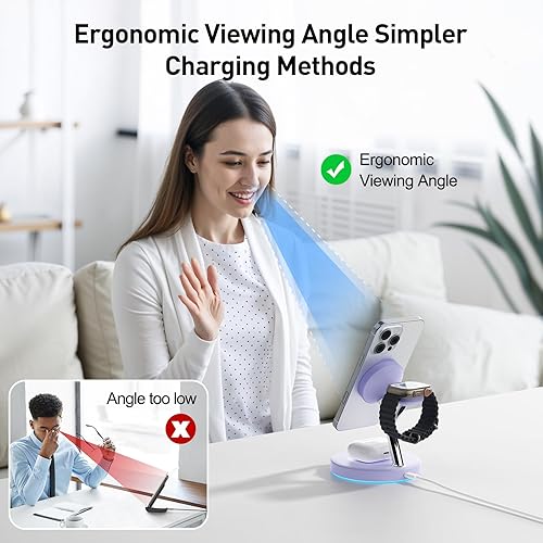 Miniatura 4 de Estación de carga 3 en 1 2025 compatible con cargador inalámbrico Mag-safe para iPhoneAir17 16 15 14 13 12Series Estación de carga inalámbrica para