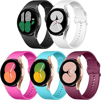Lerobo 5 Pack No Gap Bands Compatible with Samsung Galaxy Watch 7 6 5 4 FE Band 40mm 44mm/Galaxy Watch 6 4 Classic Band 43mm 47mm 46mm 42mm/5 pro 45mm,20mm Band Soft Silicone Sport Band for Women Men