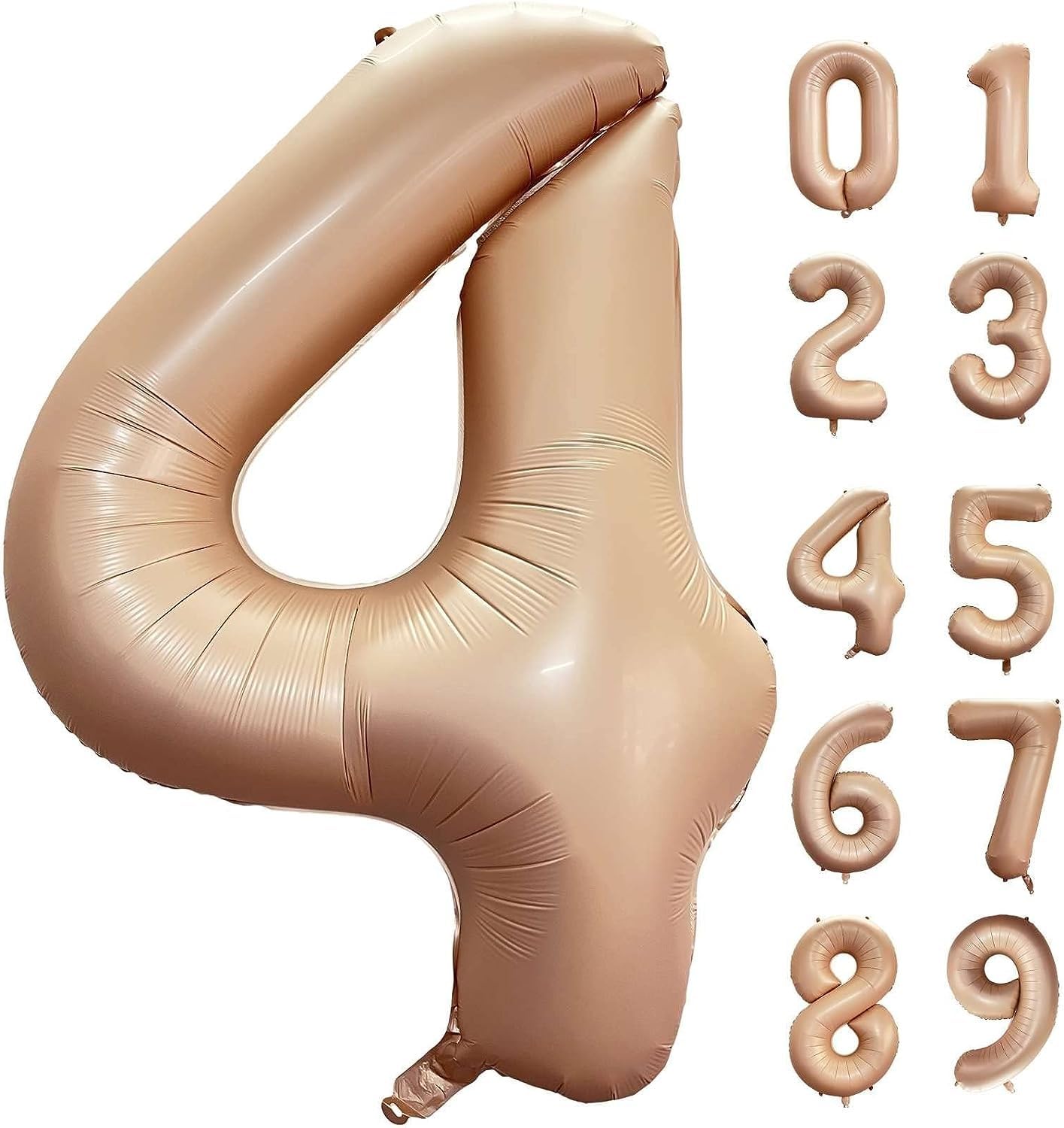 Atpata Funky #4 Elegant Caramel Colour JUMBO 40 INCH Number Balloons Set | 0 to 9 Digit Shapes | Decorative Balloons for Milestones & Celebrations