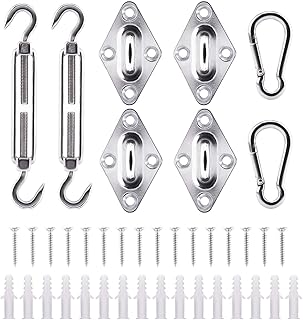 AIEX 40pcs Sun Shade Sail Hardware Kit 304 Stainless Steel Anti-Rust for Rectangle/Triangle and Square Sun Shade Sails Installation