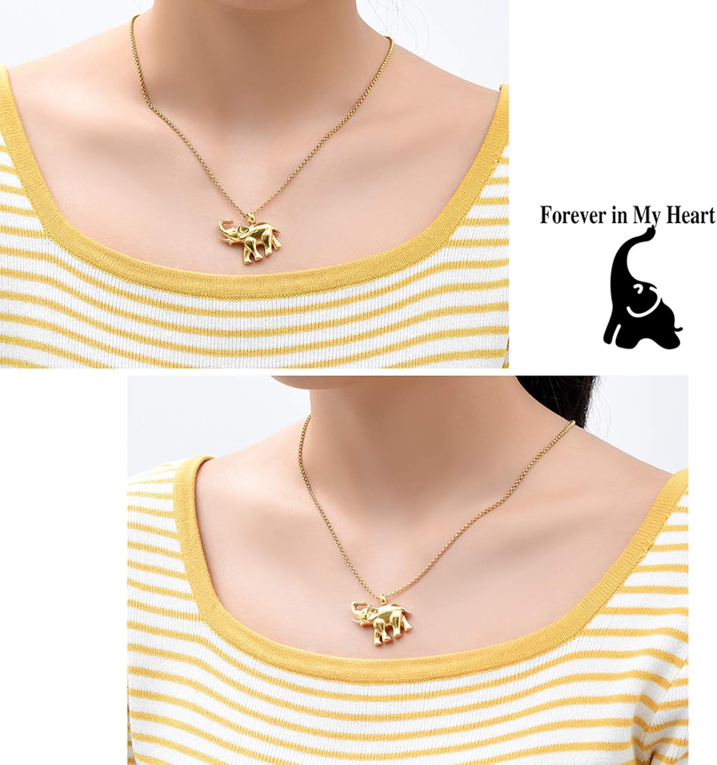 Miniatura 4 de Hearbeingt Joyería de cremación para cenizas, collar de urna para cenizas humanas y mascotas, joyería conmemorativa de elefante para mascotas para