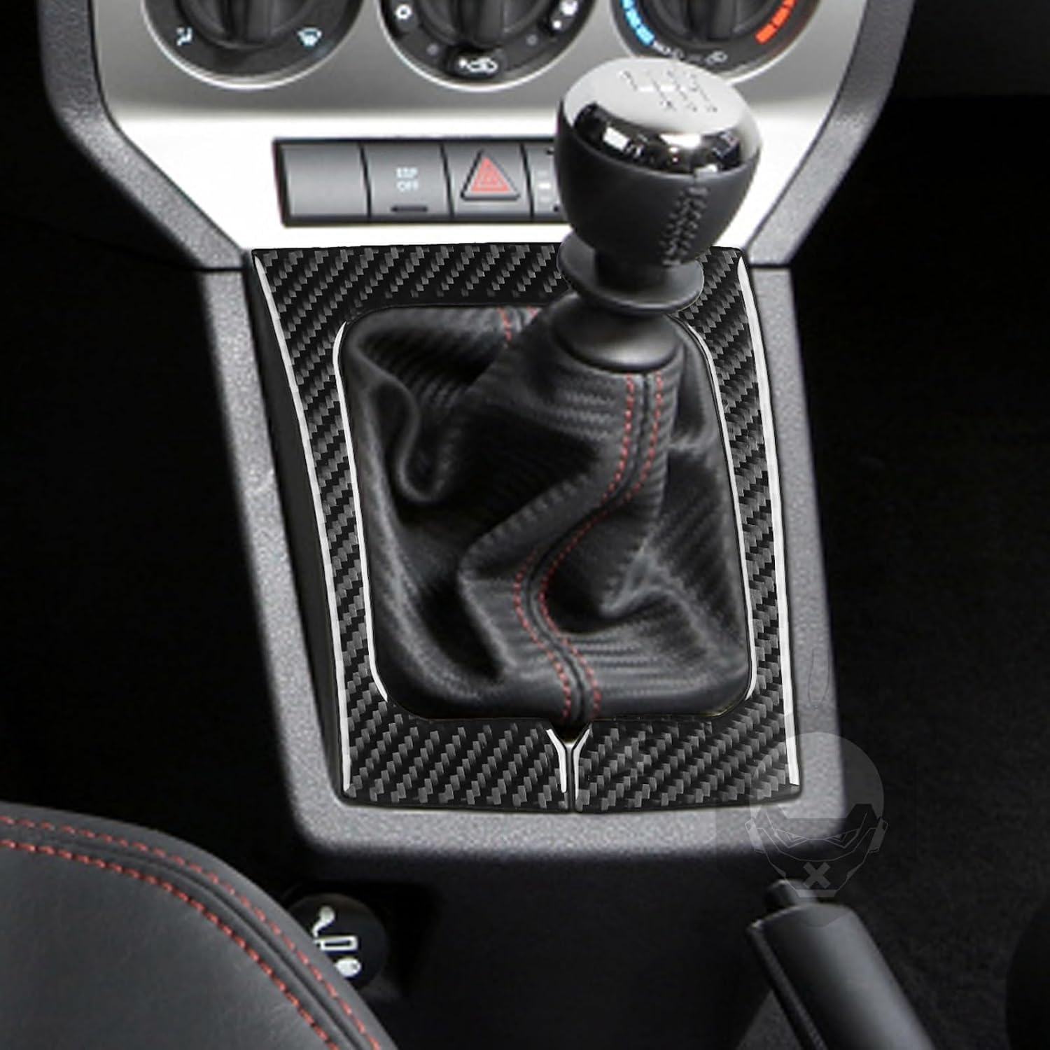 Real Carbon Fiber Car Center Console Gear Shift Panel Cover Interior Trim Sticker Cover Compatible with Dodge Caliber 2007 2008 Accessories Black - C
