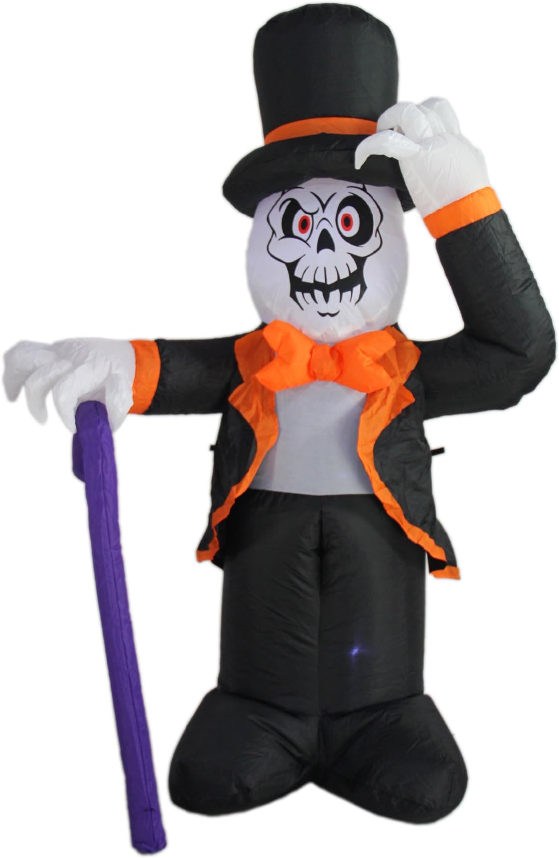 JF deco 1.2m Inflatable Halloween Lighted Gentlemen Skull Pumpkin Decorations Indoors Outdoors for Party Home Yard Lawn Garden