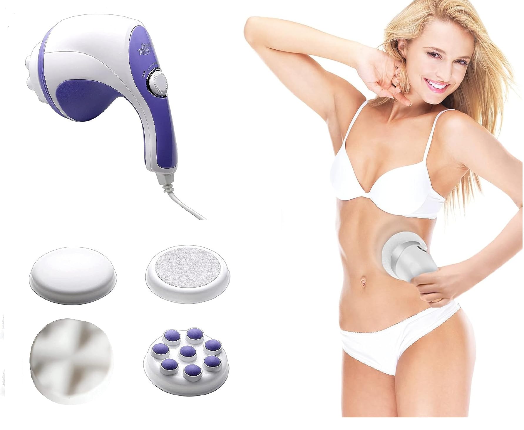 KYTRONIC Electric Relax Spin Tone Full Body Massager Machine For Pain Relief & Relaxation Of Back, Leg, Hand, Thie, Stomach Whole Body Slimming Reduces Fat & Weight Roller Massager Four Massage Heads (B0CD7FNDF6) Amazon Price History, Amazon Price Tracker