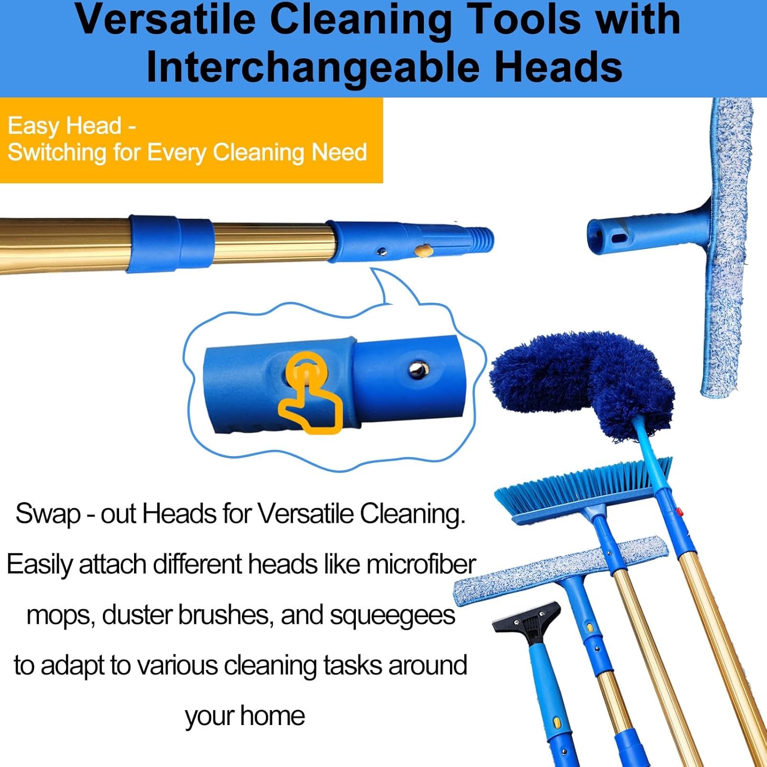 YXXSDP Window Cleaner Tool for High Windows Outside, Extendable Window Cleaning Pole for Car Windshield/Conservatory Roof, Telescoping Window Washing Equipment Highest Rated(1-5.7m/3.3-18.7ft)