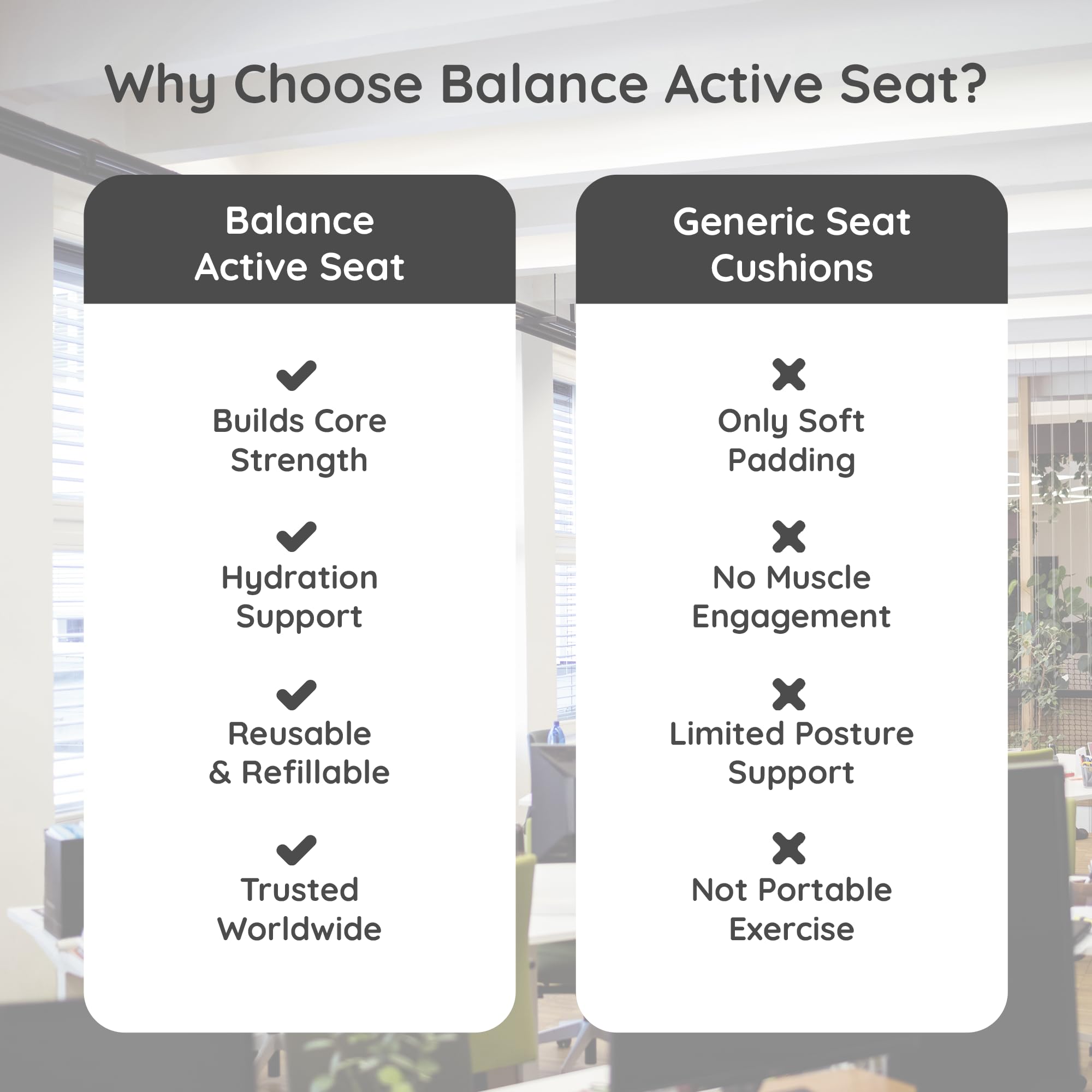 Entrenador central de postura de asiento de equilibrio