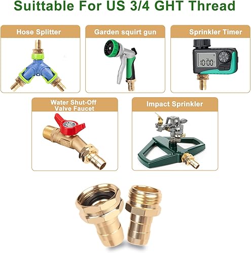 Miniatura 3 de Kit de reparación de manguera, (3 juegos) accesorios de reparación de manguera de jardín de aluminio hembra y macho con abrazadera de zinc, conector