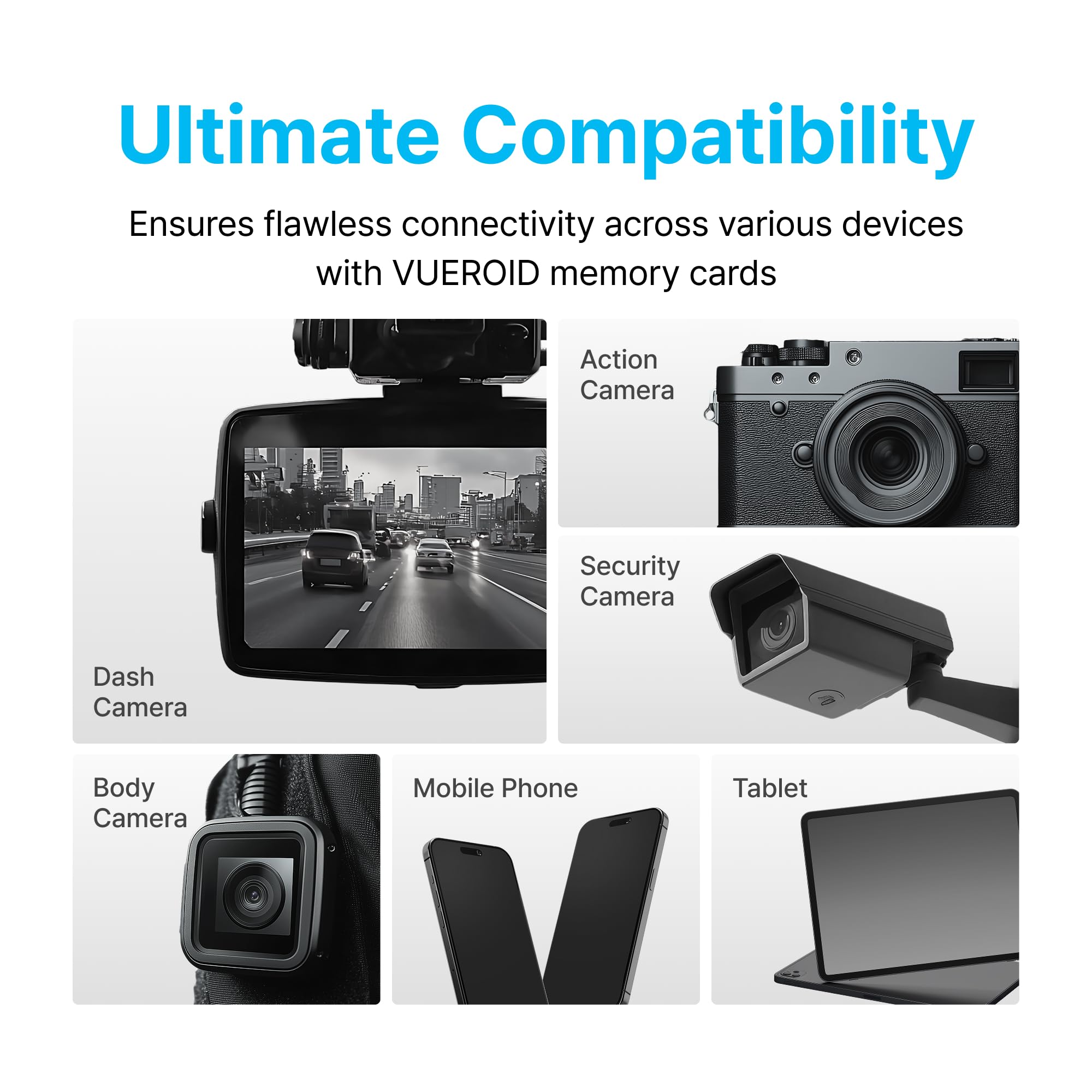 Scheda microSD Dashcam Pro da 64 GB con adattatore per lettore, C10, V30, UHS-I, classe 10, A1, scheda di memoria ad alta velocità per video 4K UHD, velocità di lettura fino a 100 MB/s
