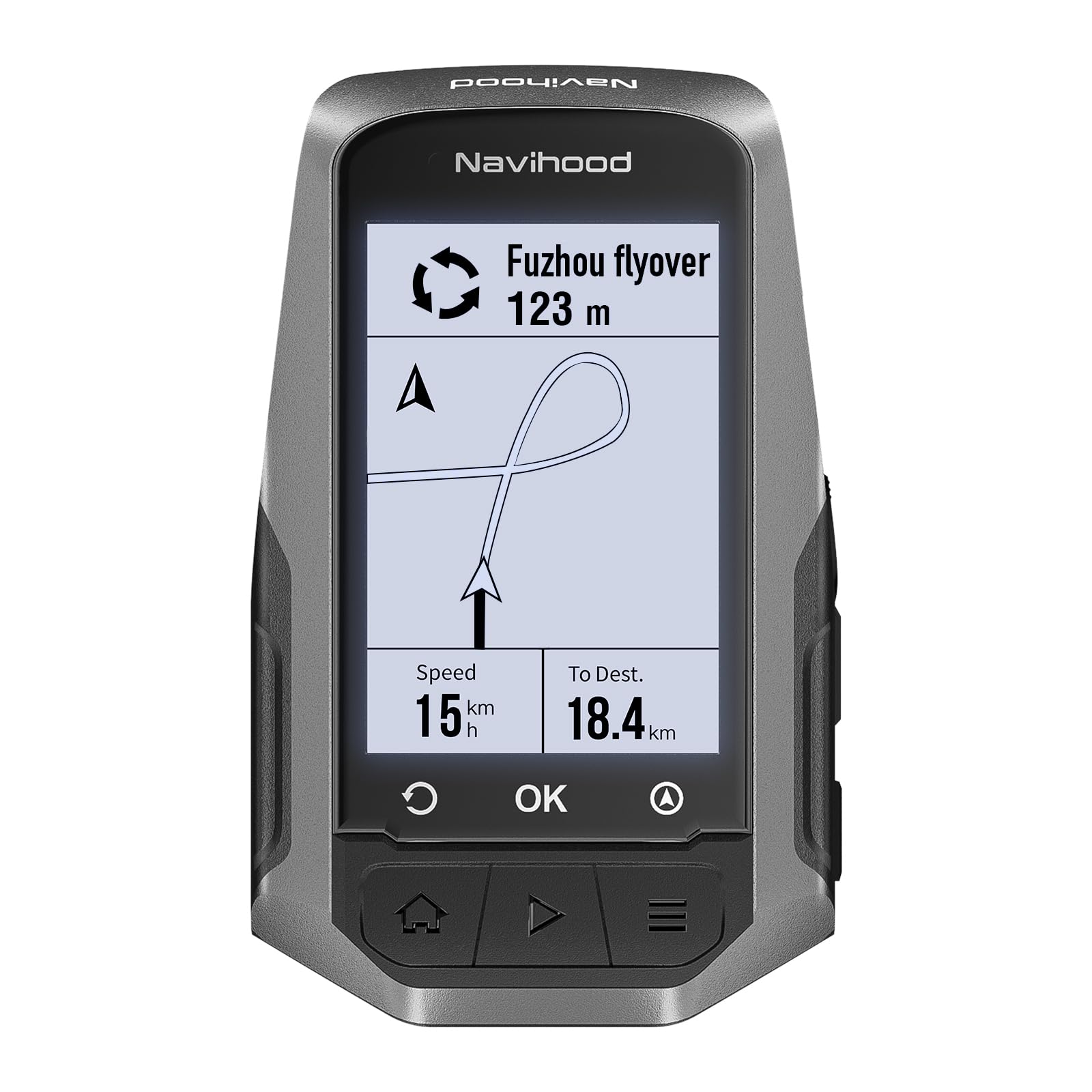 MEILAN Navihood L1 GPS Bike Computer, Navigation Bicycle Computer with Offline Maps and Dynamic Road Planning, 2.6 inch LCD Cycling GPS Unit IPX7, Compatible with ANT+ Sensors/Core/Electronic Shifting