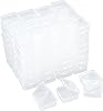 Goodma 100 Pieces Square Empty Mini Clear Plastic Organizer Storage Box Containers with Hinged Lids for Small Items and Other Craft Projects 1.77 x 1.77 x 0.71 inch