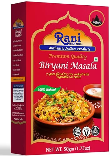 Rani Biryani Masala Curry (mezcla de 7 especias para platos de arroz indio, pullao/pilau) 1.75 onzas (1.76 oz) ~ Todo natural | Vegano | Sin colores