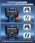 [Fit for Switch 2/1] 9 In 1 P-ro Controller Charging Dock for Joy Con 2/1 and for Pro Controller 2/1, Fast Charger Stand for Nintendo Switch 2/Switch 1/OLED Controller Accessories with RGB Light Modes
