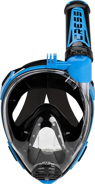 Cressi dal 1946 - Duke Action Full Face Mask - Maschera Integrale CO2 Sicuro Grande Visione Snorkeling No Fog con Tubo Dry e Supporto Action Cam - Nero/Blu - M/L - Unisex - 2