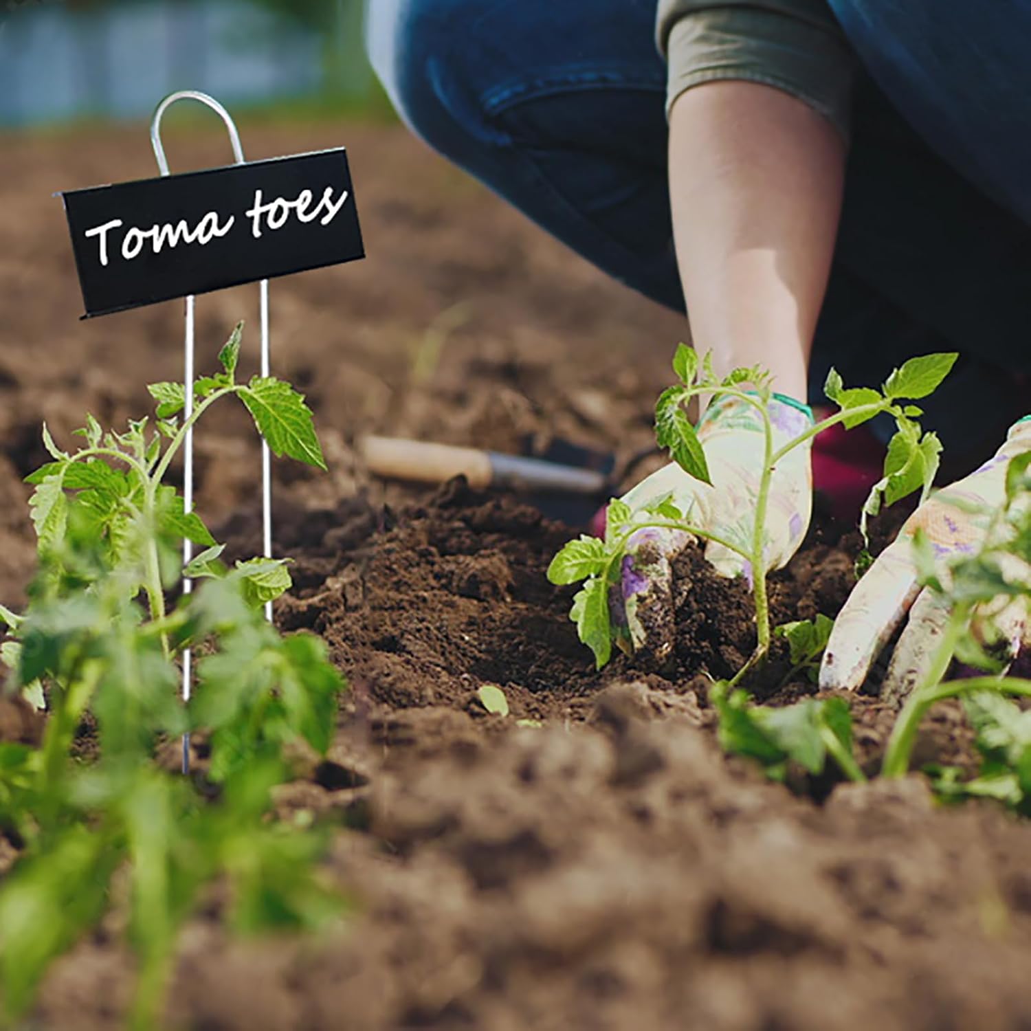 Plant Labels Metal Garden Plant Markers Flower Label Weatherproof Stake Tag Garden Plant Tags with Pen for Seedling Nursery Flower Herb Vegetable Greenhouse(30 Pack) (Black)