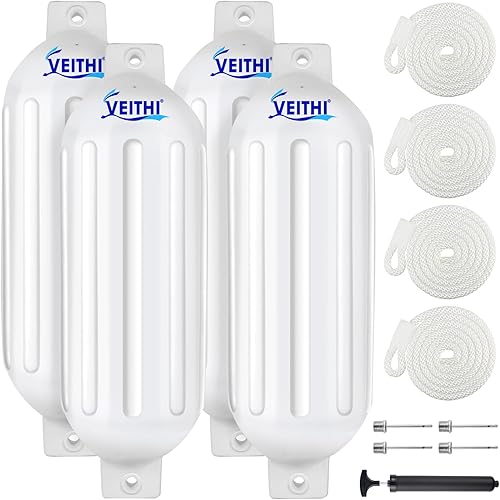 Vista 77 de Paquete de 4 defensas de barco de 4.5/5.5/6.5/8.5/8.5/10/16 pulgadas, parachoques de vinilo acanalado de doble ojo, parachoques de barco para Negro