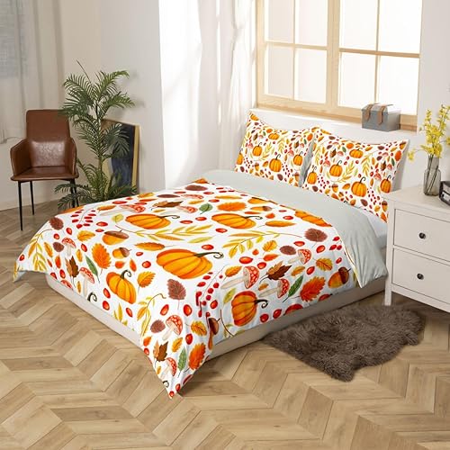 Miniatura 31 de Erosebridal Pumpkin Bedding Set King Size Thanksgiving Day Gifts Duvet Cover Autumn Harvest Comforter Cover Farm Maple Leaf Pumpkin Sunflower