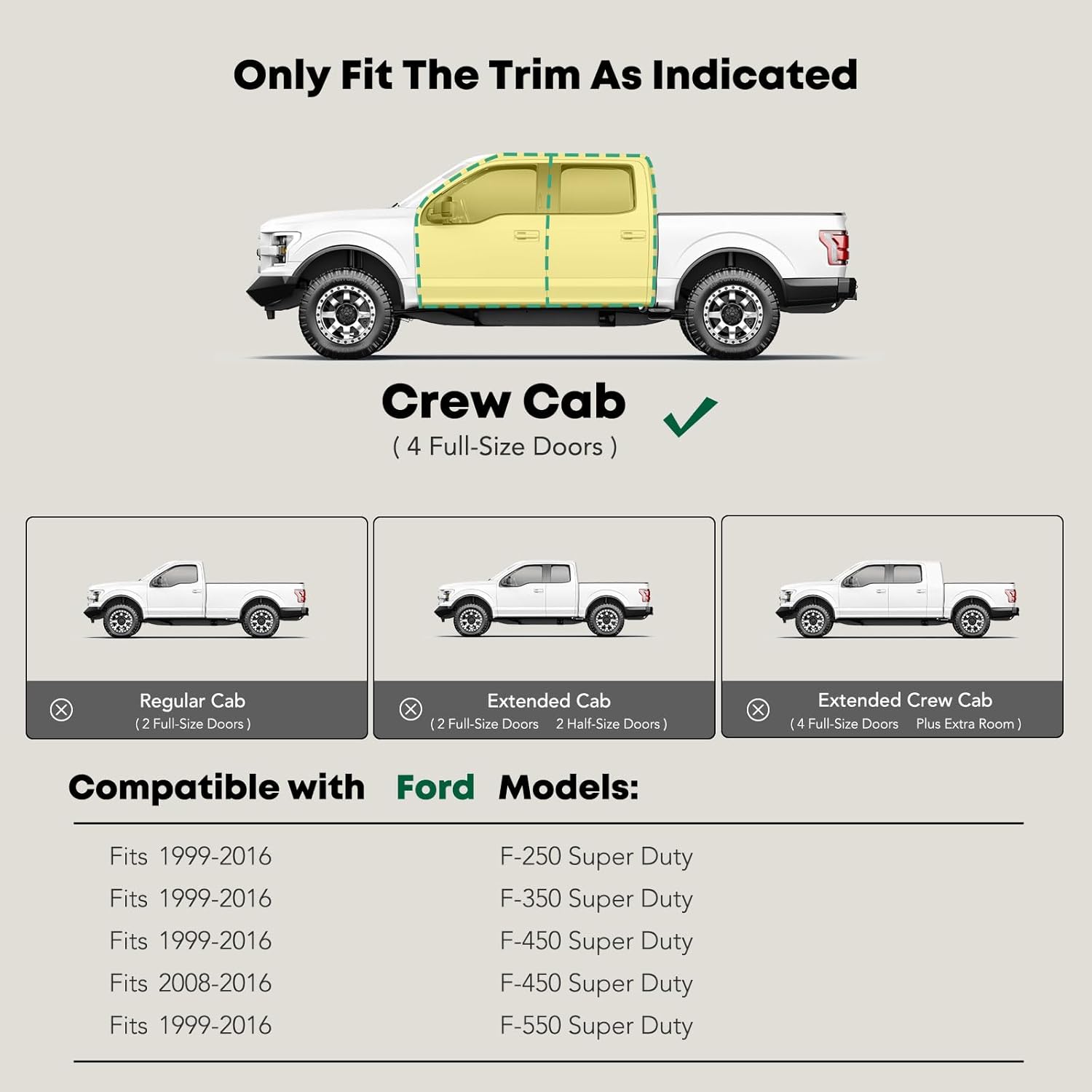 YHTAUTO 4.25 Inch Running Boards Fit Ford F-250/F-350/F-450/F-550 Super Duty 1999-2016 Crew Cab, Oval Bent Ends Side Steps Carbon Steel Step Bars Off-Road Exterior Accessories