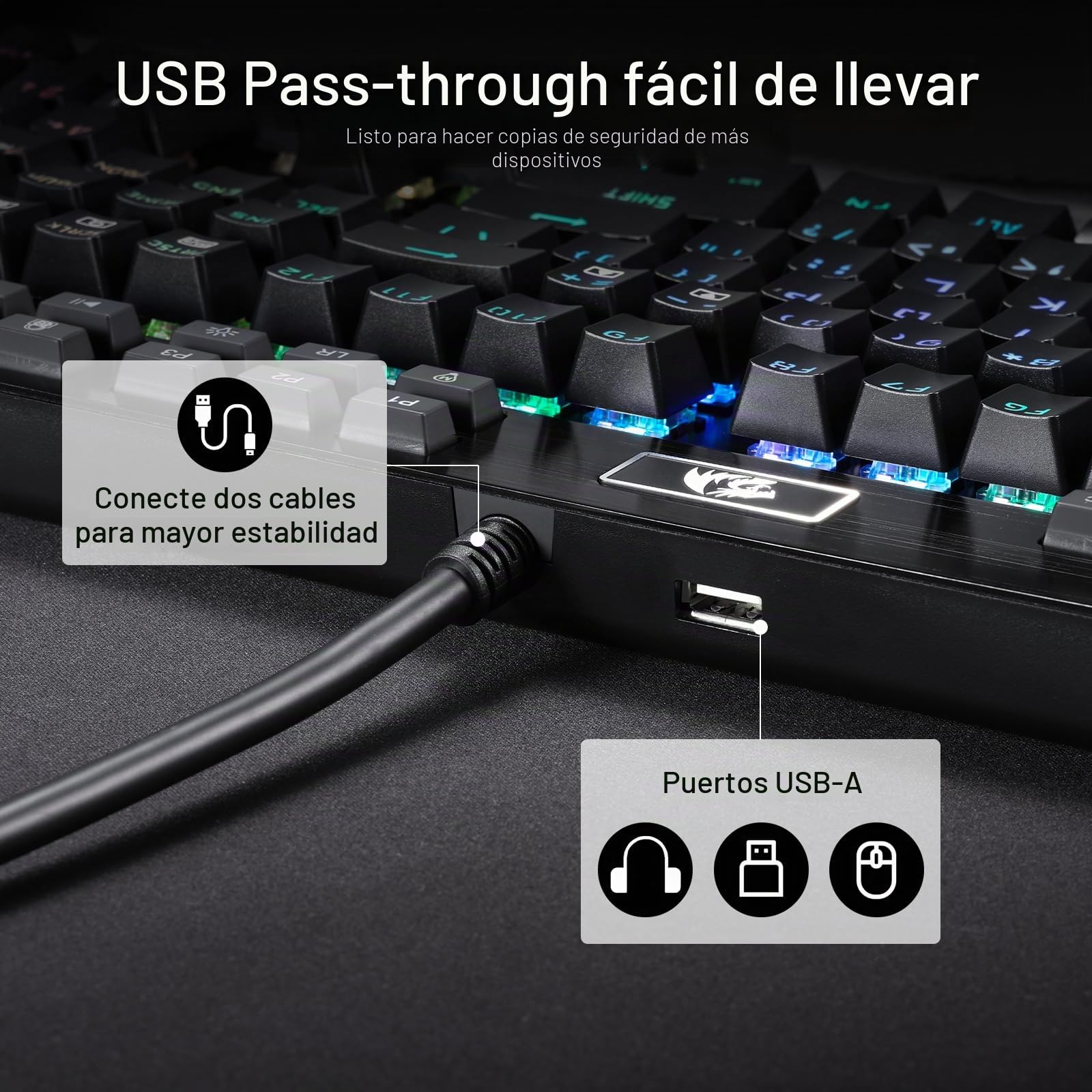 Redragon K550 Teclado Gaming RGB Mecánico Cable 104+12 Teclas Macro US Layout