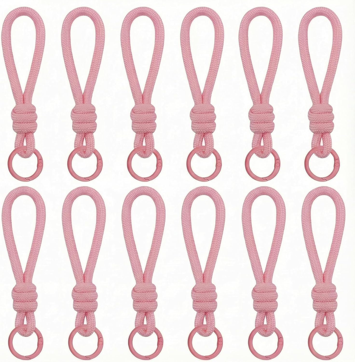 Paracord Keychain Wristlet Bag Charm 12pcs Braided Strap Key Ring Rope Keychain Lanyard for Car Keys Phone Plush Toys