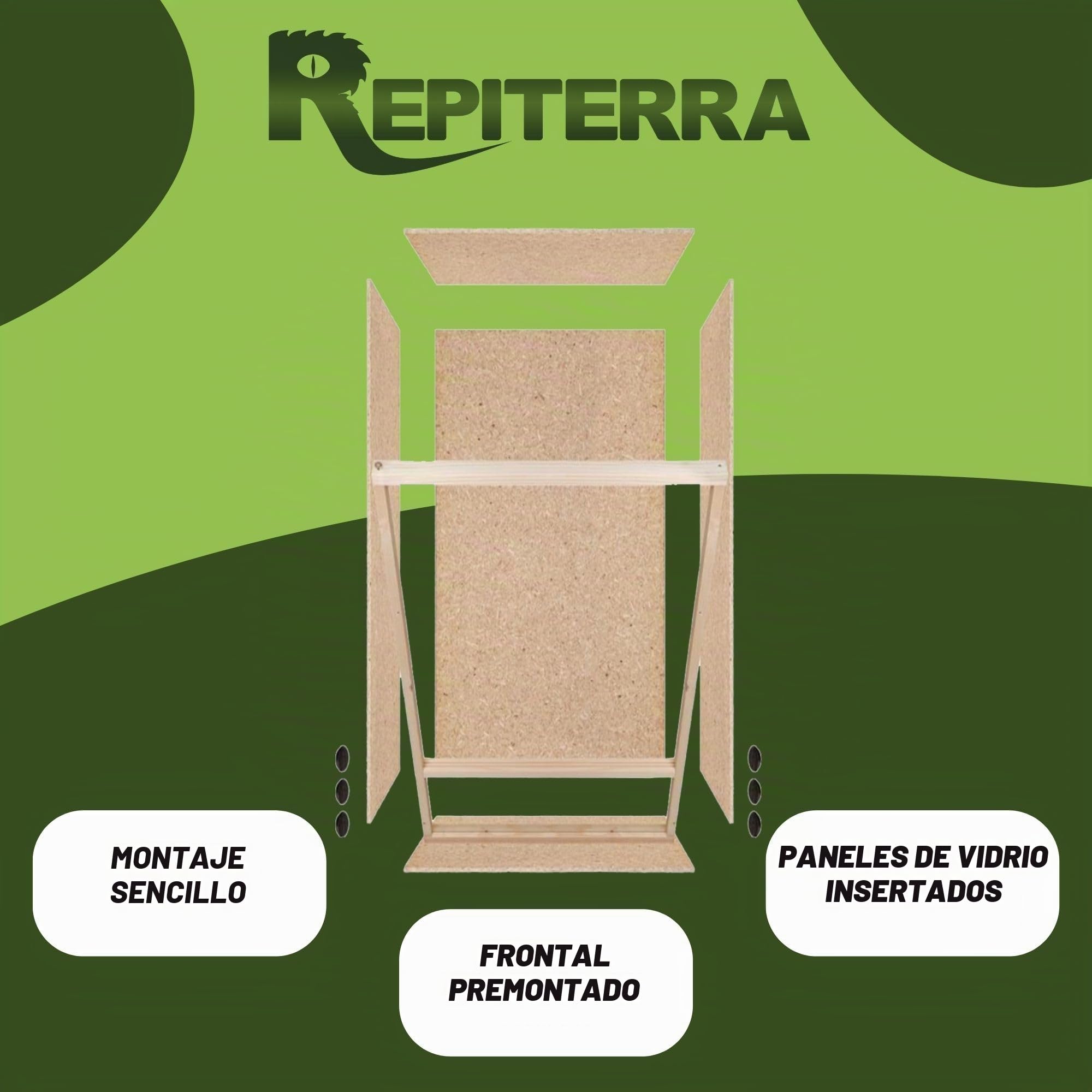 Terrario de tamaño grande de madera para reptiles, para interiores, parte frontal con ventilación, para serpientes y lagartos, 8, 8