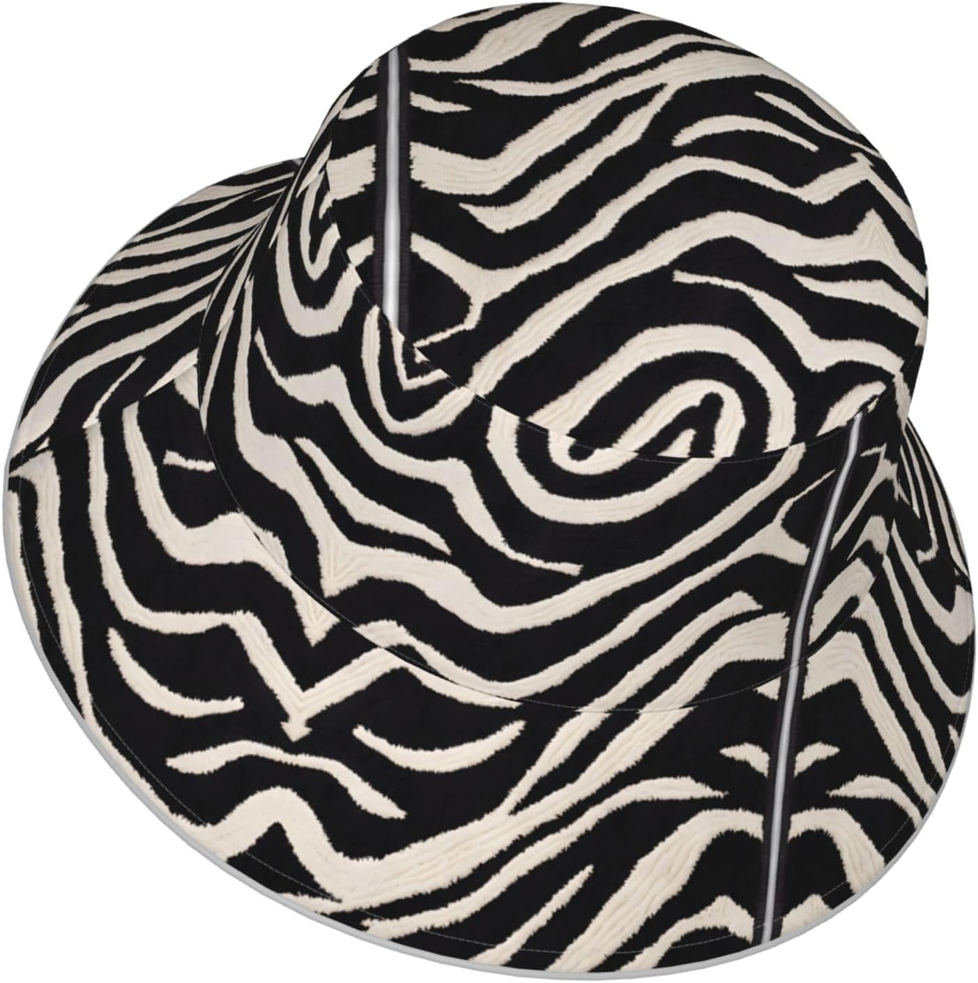 (Zebra Animal) Reflective Reversible Bucket Hat Foldable Breathable Stylish Two-Way Wear for Outdoor Travel Daily Activities Black