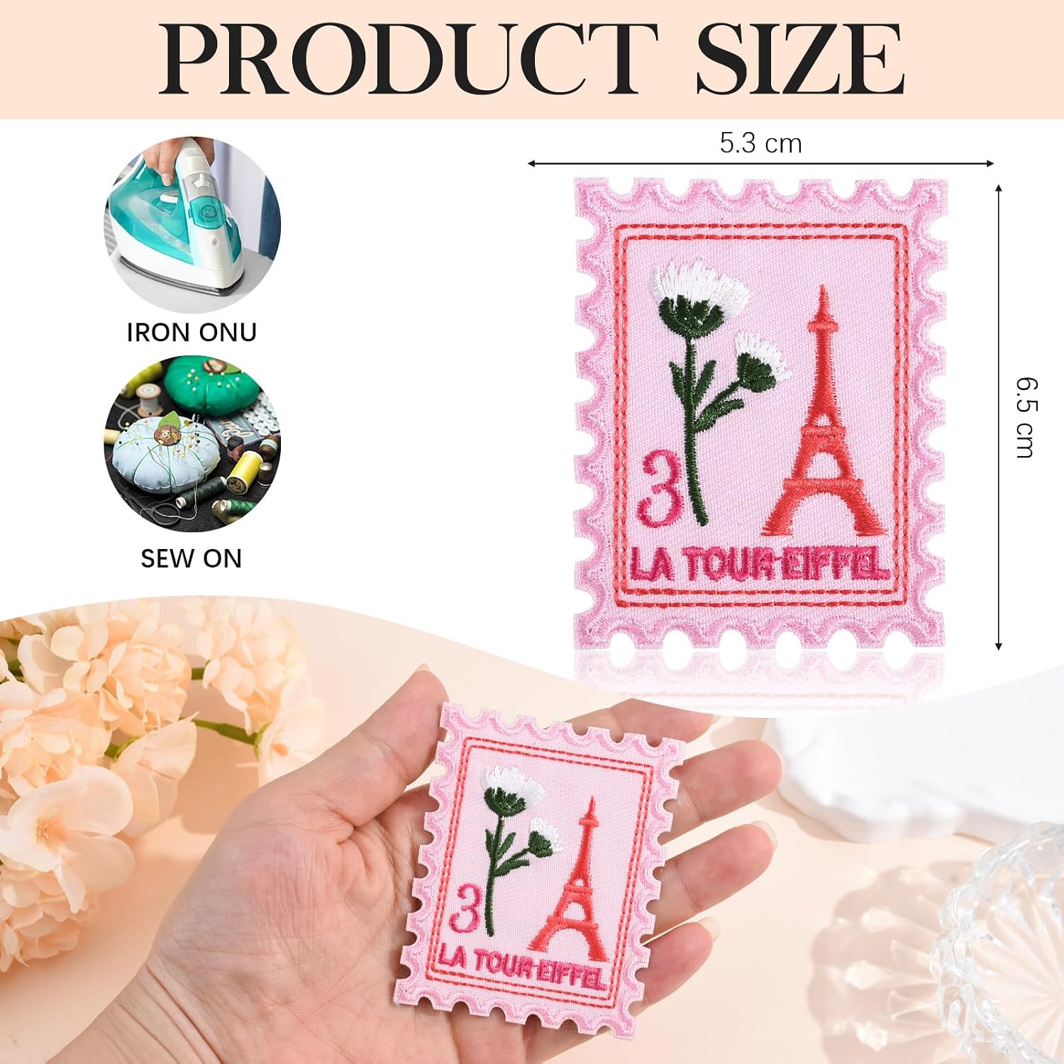 Paris Eiffel Tower Stamp France Vintage Travel Embroidered Iron On Patch image 2