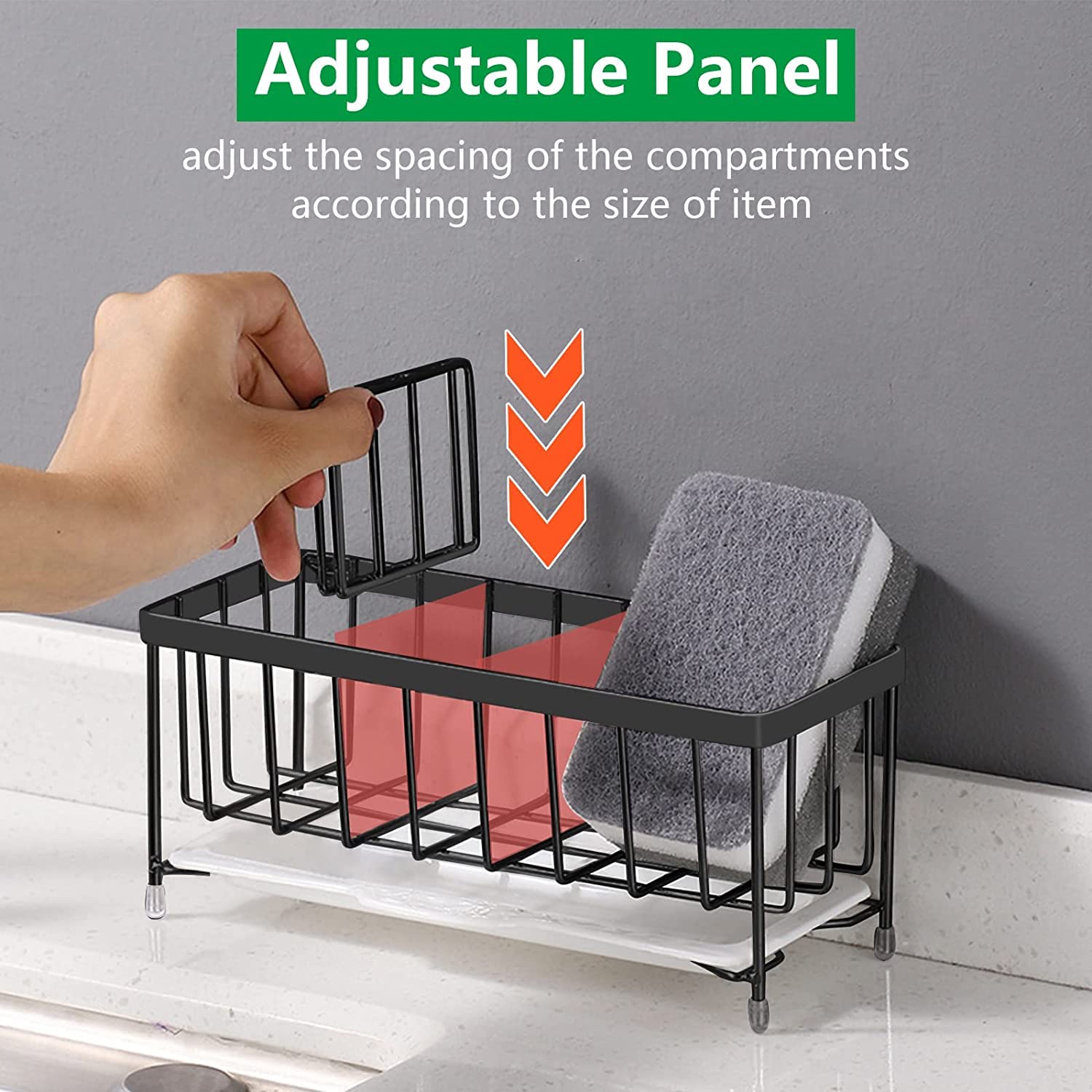 Panier De Rangement Pour évier - Ventouse Murale - Pour Couverts Et Petits Ustensiles - Trous De Drainage - Gain De Place - Polypropylène - 5