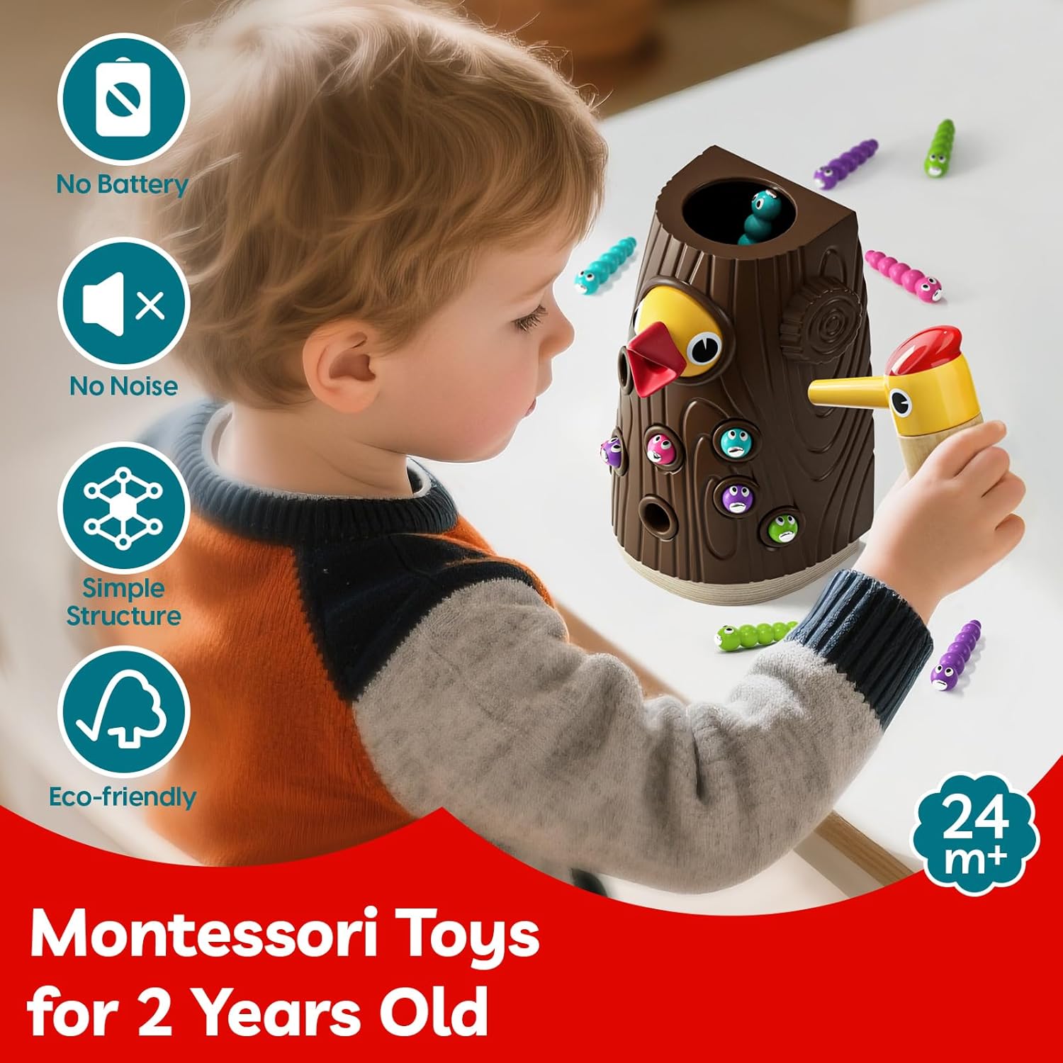 TOP BRIGHT Montessori Toys for 2 Year Old - Magnetic Bird Feeding Games for 2 Year Olds, Learning Toys for Toddlers 2-4 Years, Fine Motor Skills Toy for 3 Years Old Girls and Boys