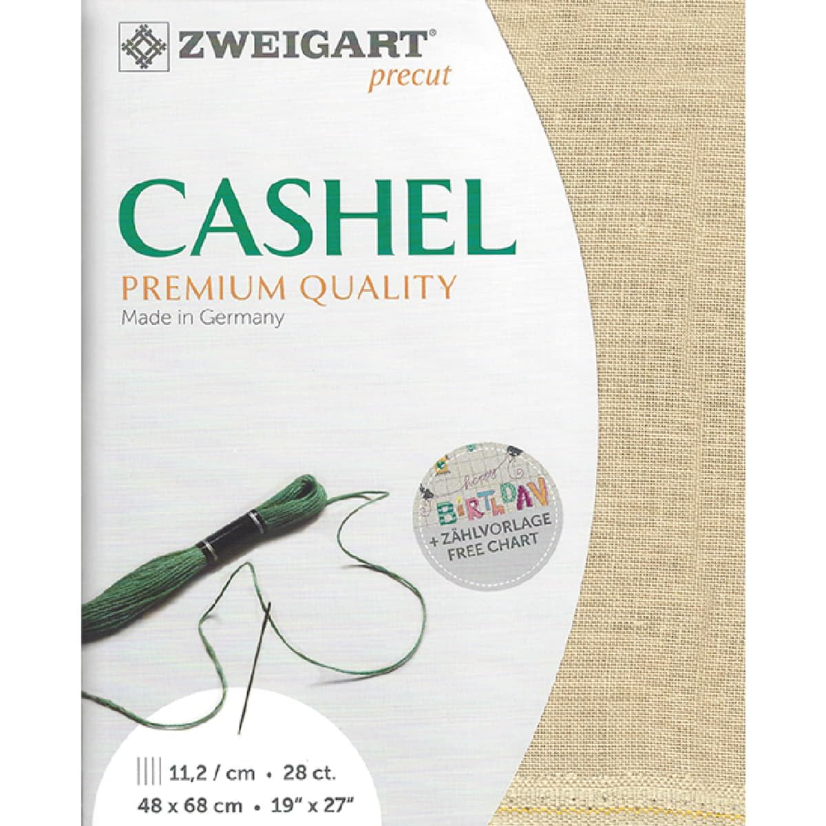 Toile Zweigart Cashel col.233 en lin haut de gamme pour broderie d'art et points comptés