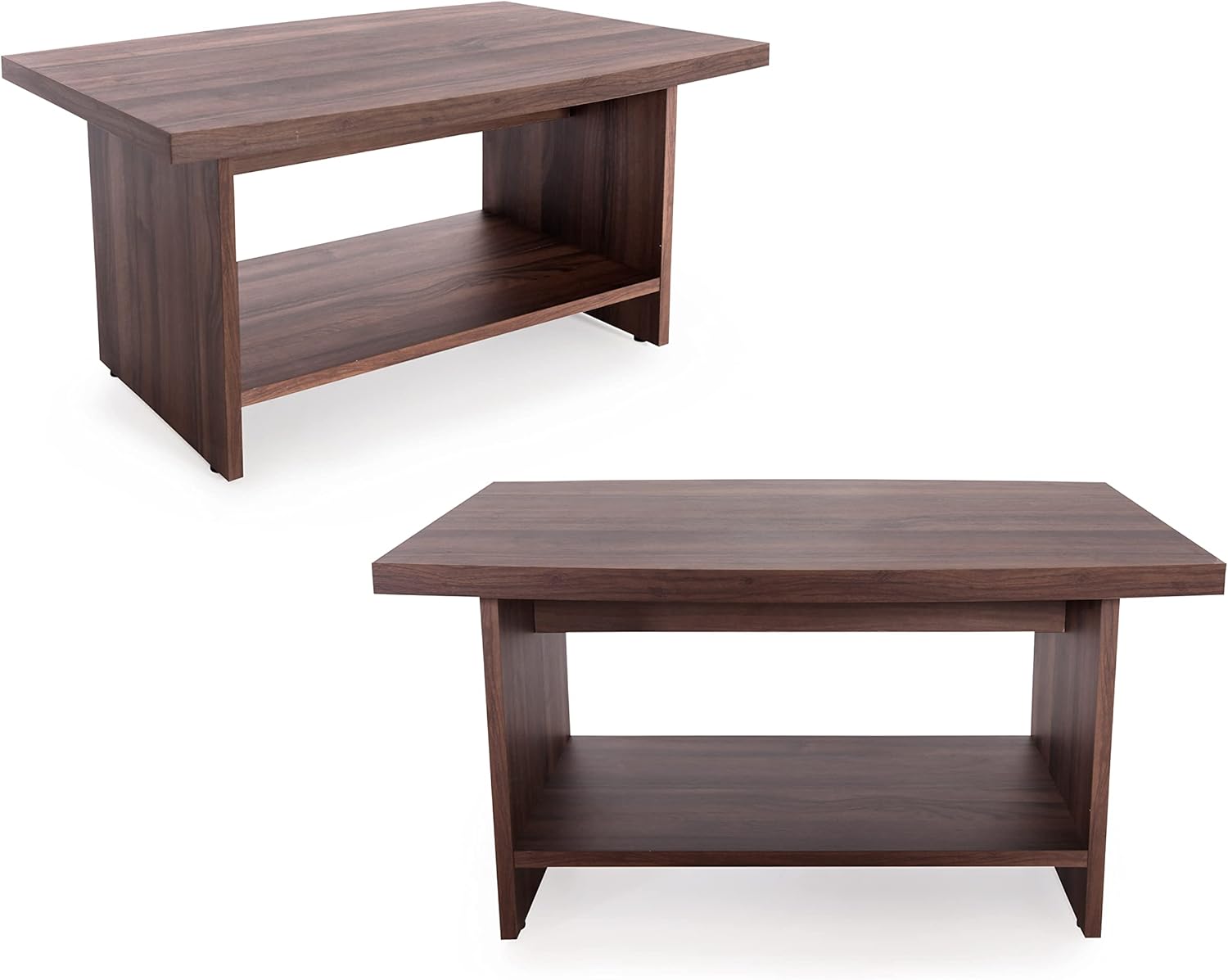 87" Wood Office Furniture Set of 4pcs | Executive Desk w/Leather Pad | Rolling File Drawers w/Wheels & Telescopic Rails | Storage Cabinet w/Chrome Handles | Coffee Table | Modern Home Suite