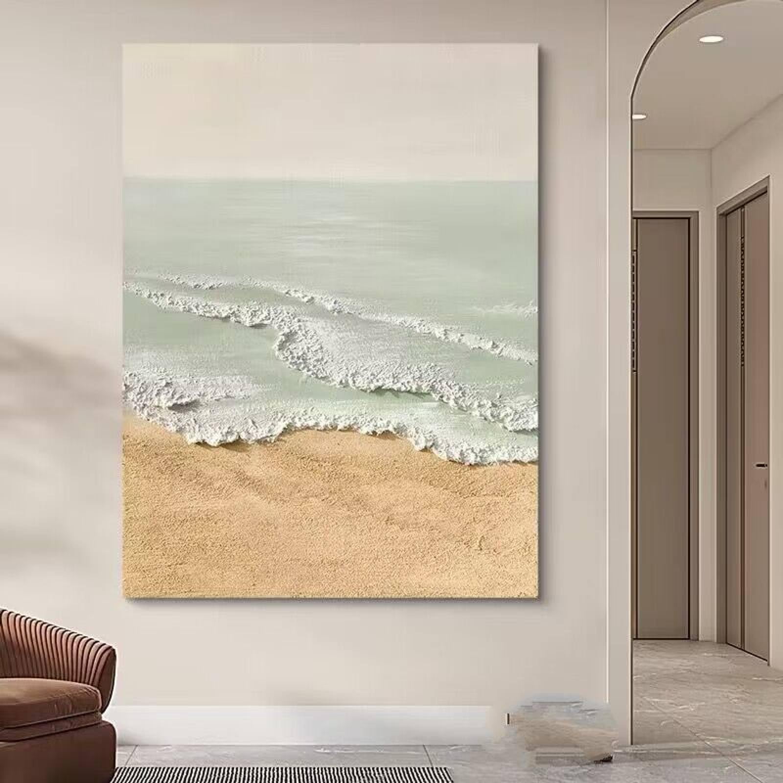 Peinture à l'huile vagues abstraites 3D œuvre d'art grand format mur salon