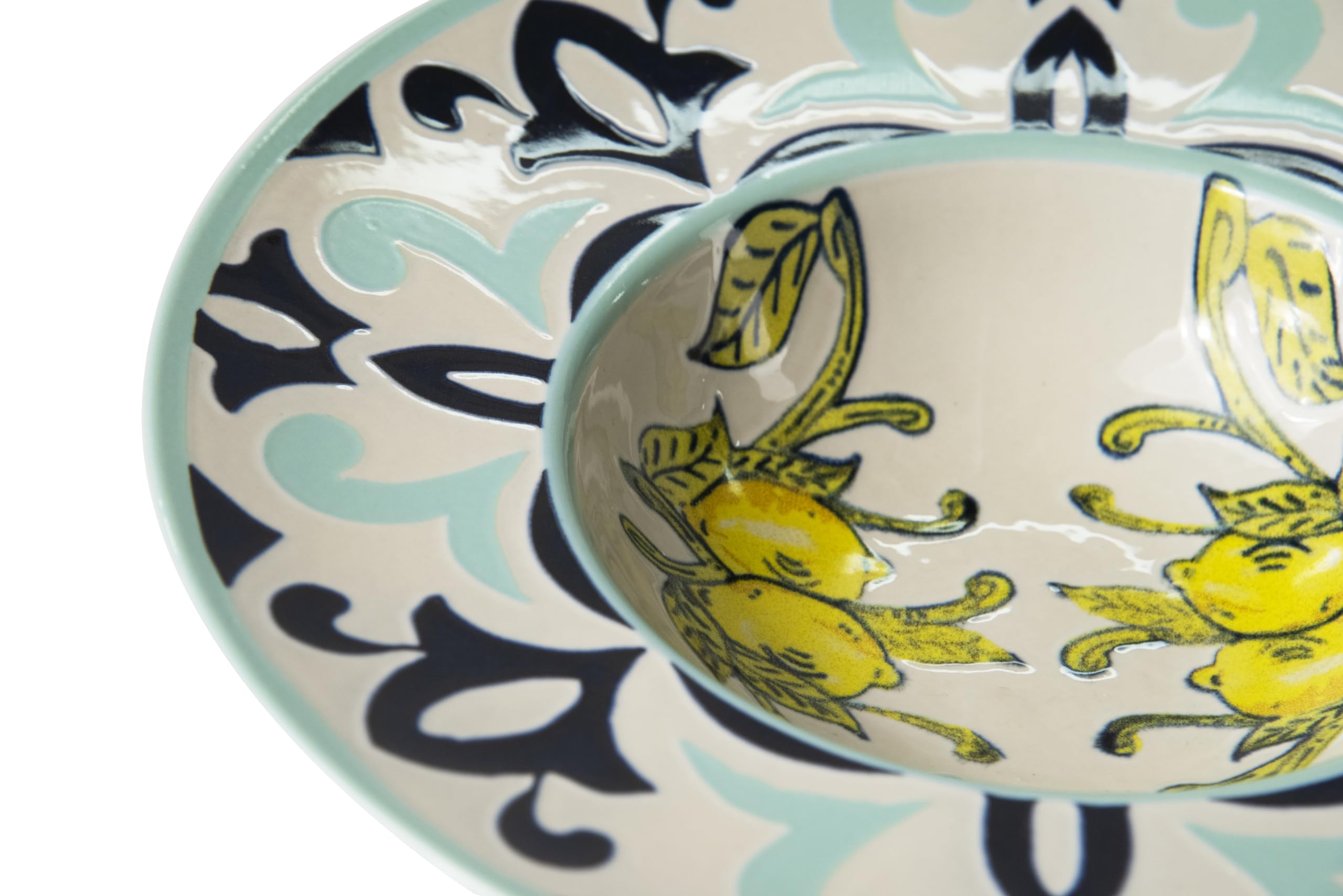 Excelsa Amalfi Lot de 6 bols à pâtes en céramique, décoration citrons et motifs géométriques