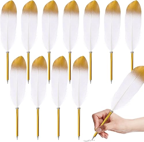 Nufiwra 12 bolígrafos de plumas vintage bolígrafo suave y esponjoso para invitados suministros de boda fiesta de novia 106 pulgadas