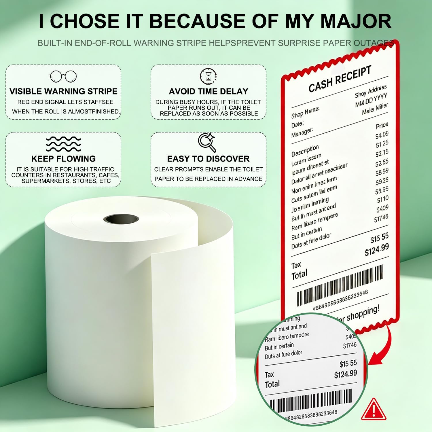 6 Rolls TM-L90 Sticky Thermal Receipt Paper 3 1/8" x 170' Compatible with TM-L90, TM-L90ii, Star TSP654IIsk and Other Liner Free Label Printers image 4