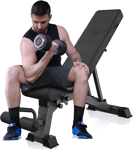 Miniatura 1 de KURONO 90 Adjustable Weight Bench, 1000LB Heavy Capacity Workout Bench Press for Home Gym, Foldable Incline Bench with Dragon Flag Handle 2023 New