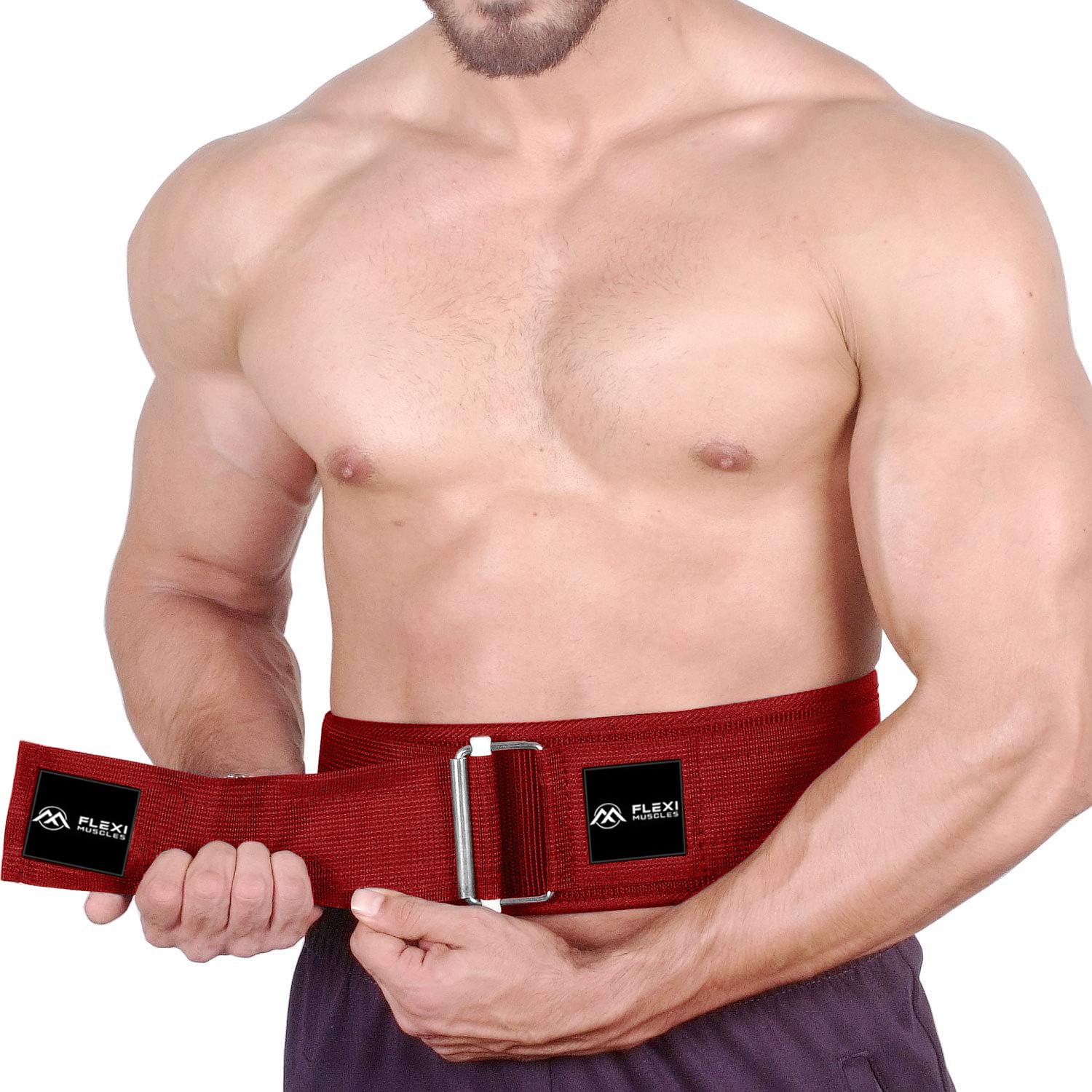 Flexi Muscles Cintura per sollevamento pesi Quick Lock, supporto posteriore regolabile con fibbia in metallo, ideale per powerlifting, cross training e sollevamento olimpico, resistente cintura da
