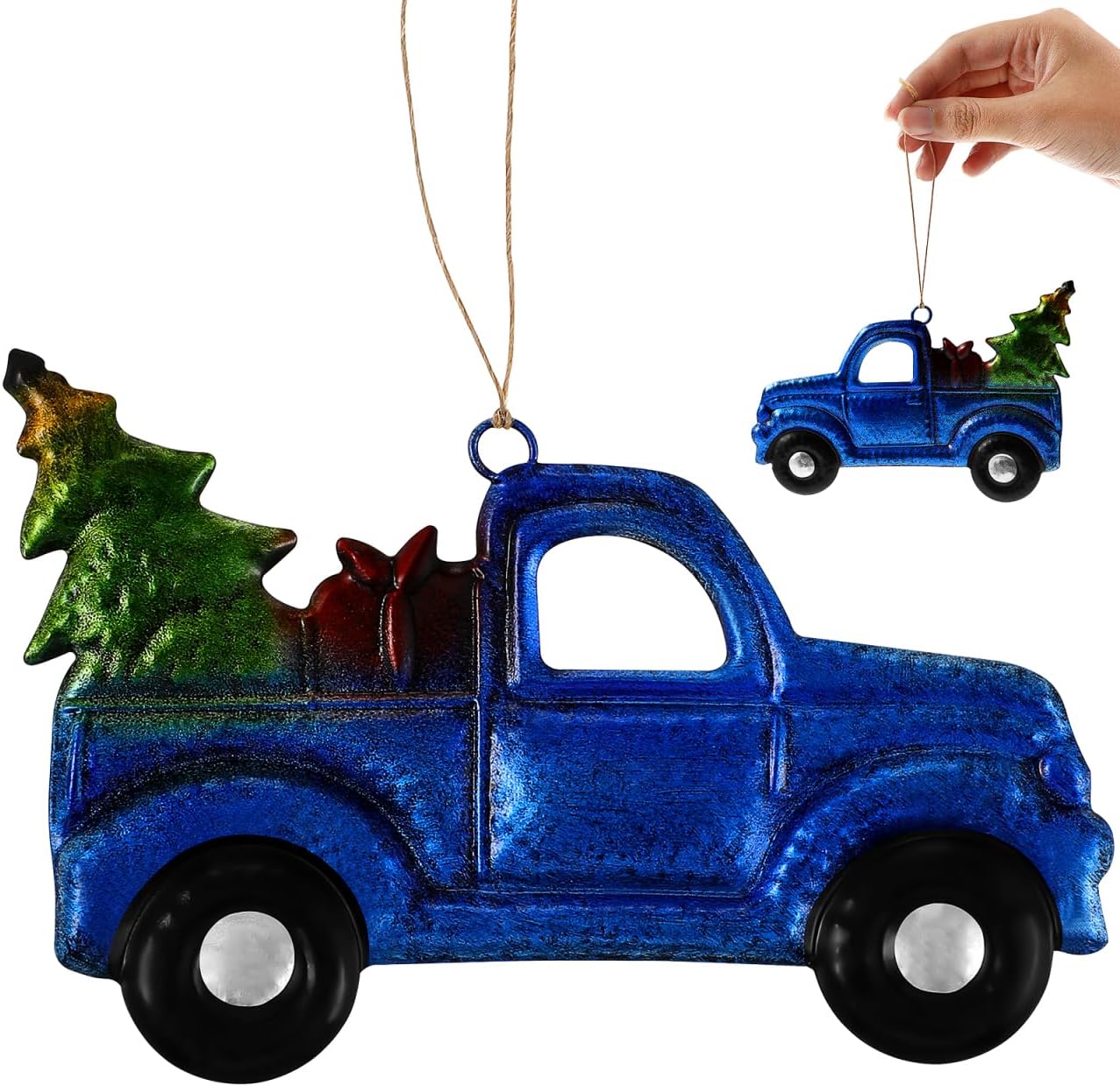 Vintage Blue & Red Truck Christmas Decor - Car & Truck Ornaments, Iron Accessories