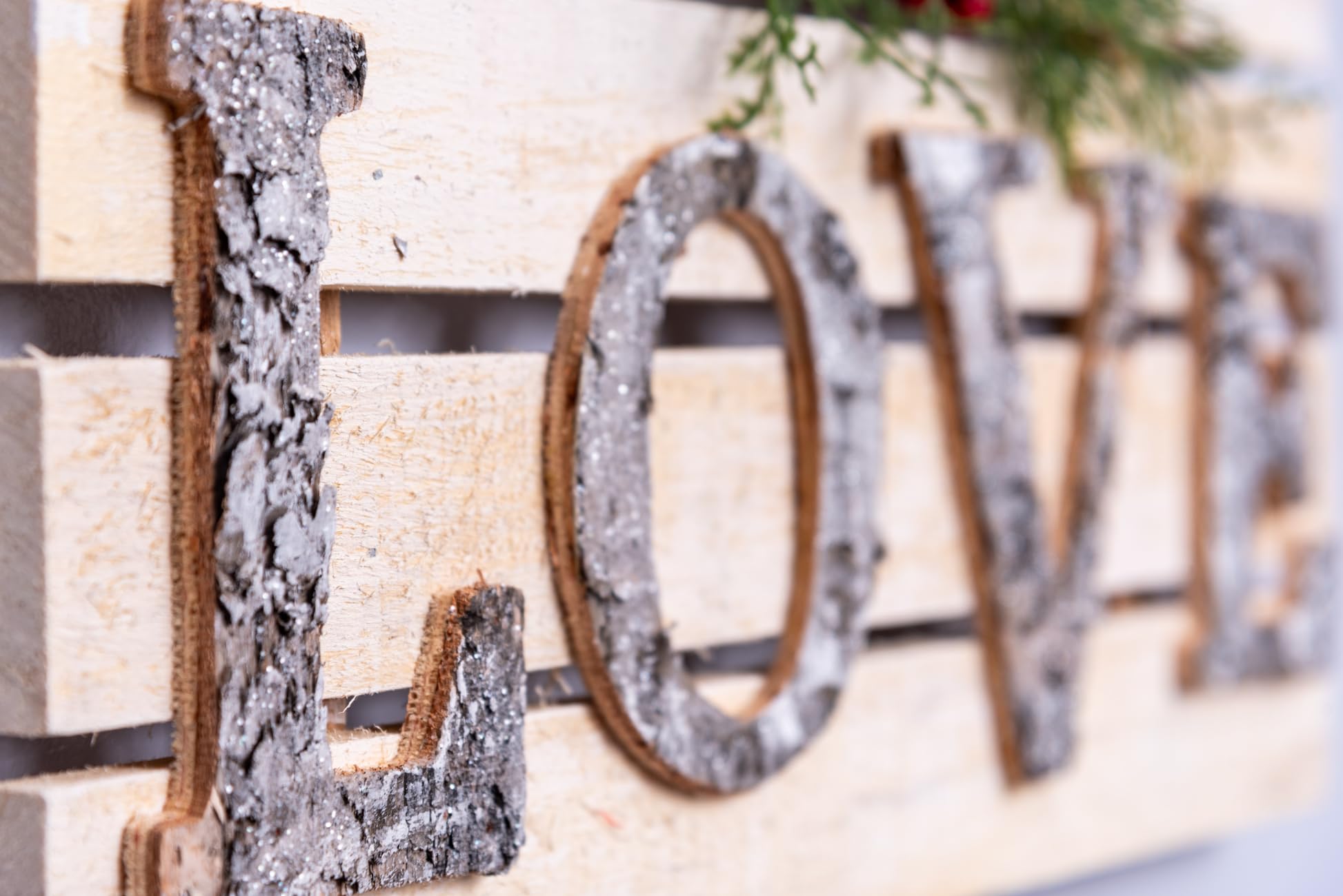 Christmas Hanging Wall Sign, LOVE Letters in Wooden Frame, 20x40cm Decorative Plaque, Holiday Wall Art for Home,Door,Wall - Image 4
