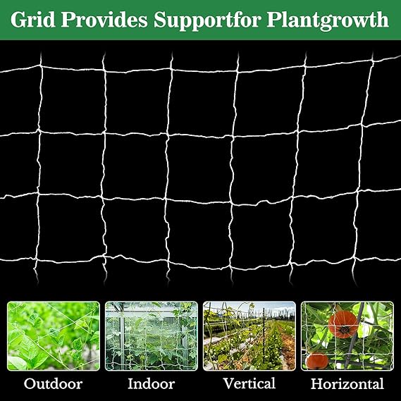 2 PCS Garden Plant Trellis Netting - Sukh 5 x 15 ft Trellis Net Polyester Trellis Netting Garden Square Mesh for Climbing Plants Fruits Vegetables VinesGrow Tents