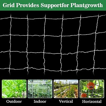 2 PCS Garden Plant Trellis Netting - Sukh 5 x 15 ft Trellis Net Polyester Trellis Netting Garden Square Mesh for Climbing Plants Fruits Vegetables VinesGrow Tents