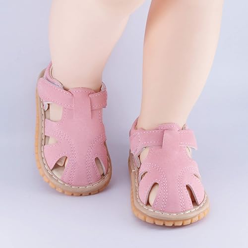 Vista 7 de WILLFUN Sandalias chirriantes de verano para bebé, niño, niña, suela de goma de primera calidad, puntera cerrada, antideslizantes, zapatos