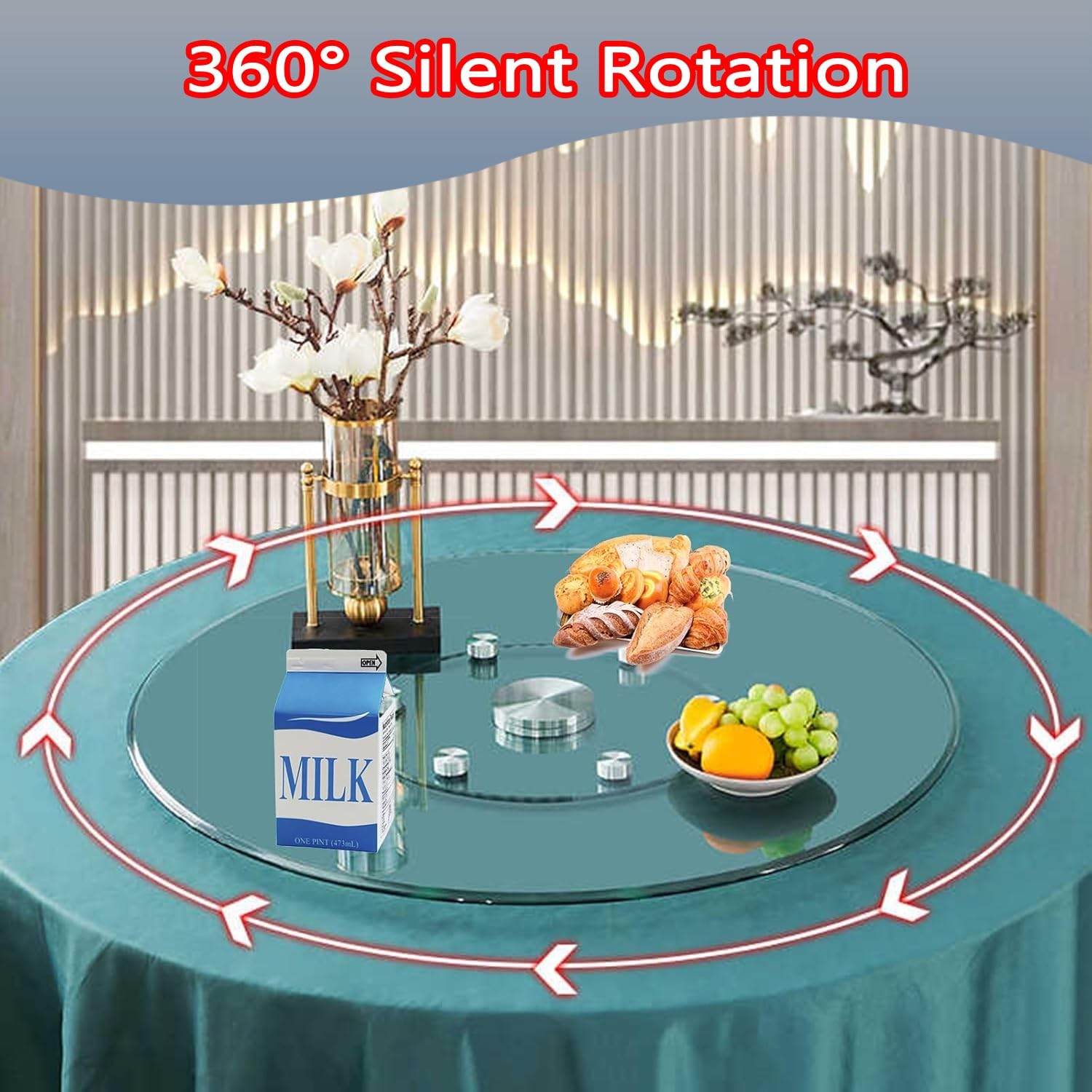 Plato Giratorio Grande 80 60 cm Lazy Susan Bandeja Giratoria De Vidrio, Bandeja De Servir para Cocina, Plato Giratorio De Mesa Redondo, Antideslizante(75cm(30in))