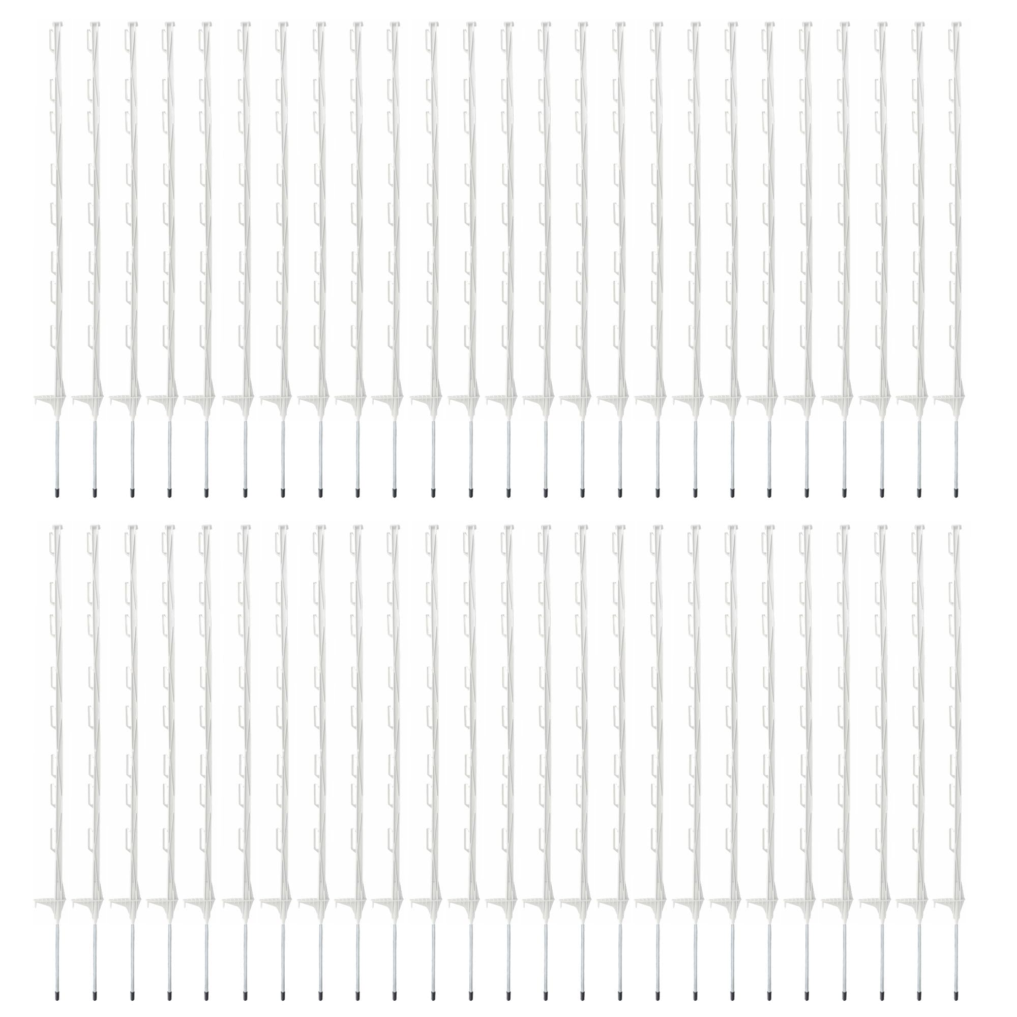 50 x 4ft White Electric Fence Plastic Poly Posts Temporary Fencing Horse Paddock Line Stakes Poles