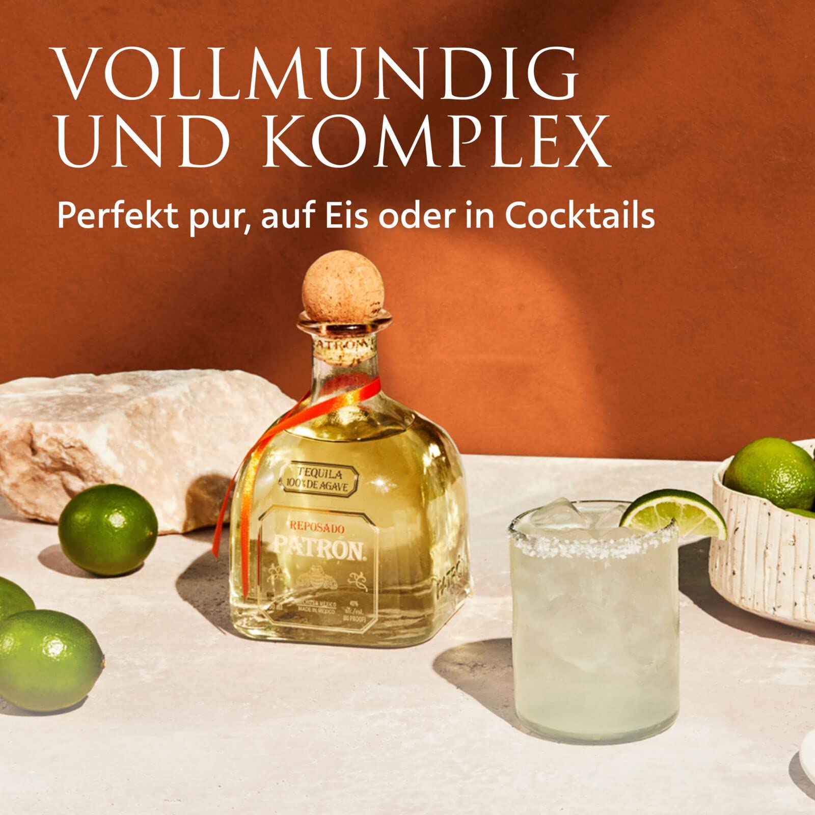 PATRÓN Reposado Premium Tequila 40% Vol. 70 cl 100% blaue Weber-Agave Mexiko handdestilliert Eichenfass gelagert