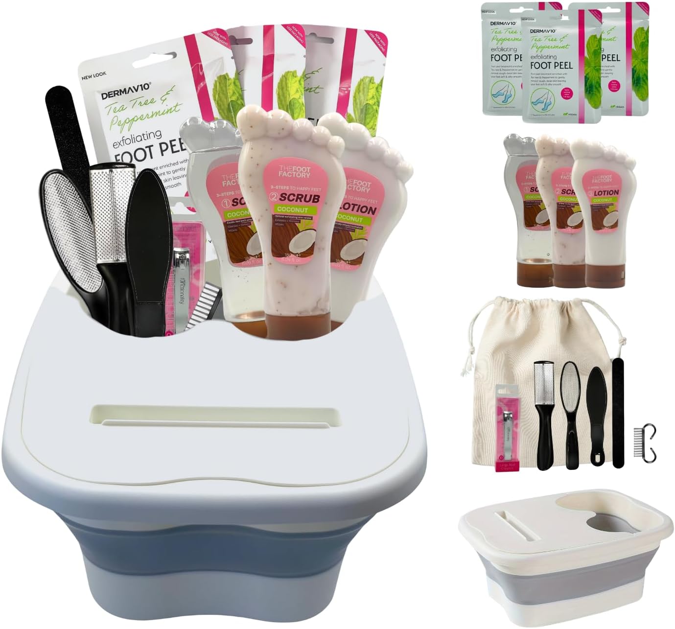 VIKINGTREAT Voetverzorgingsset: premium voetspa & gereedschapsset met voetschilmasker, voetmasker en pedicuresets voor voeten voor een gladde, gezonde huid (kokosnoot, eenheidsmaat VIKINGTREAT Voetverzorgingsset: premium voetspa & gereedschapsset met voetschilmasker, voetmasker en pedicuresets voor voeten voor een gladde, gezonde huid (kokosnoot, eenheidsmaat