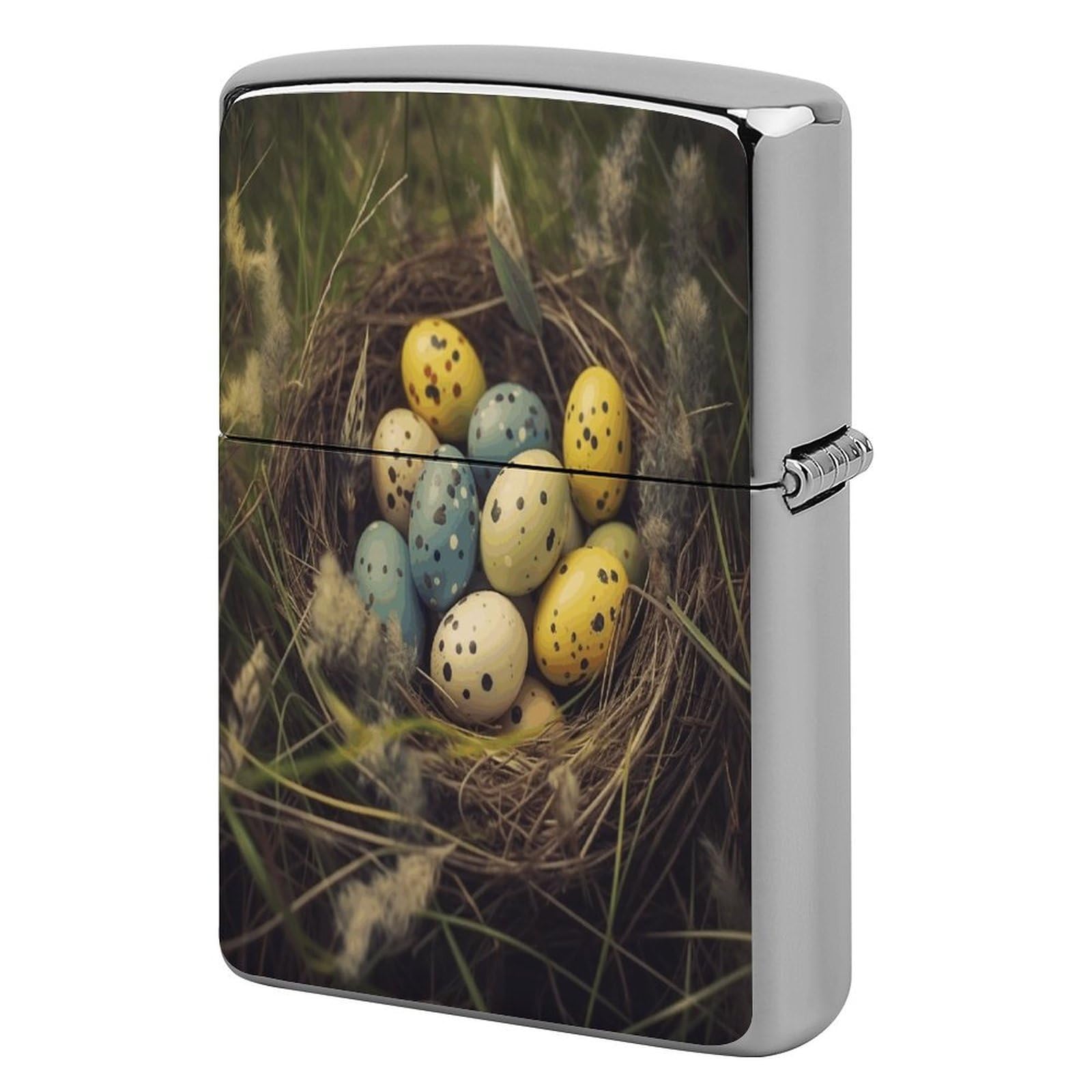 Fodpand Style Eggs In Grass Nest Metal Lighter Case Cover Lighter Sleeve