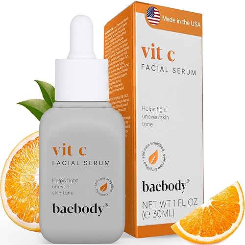 Baebody Vitamin C Suero al 20% para el rostro, suero facial de uso tópico, anti-edad, profesional con ácido hialurónico y vitamina E, súper potencia