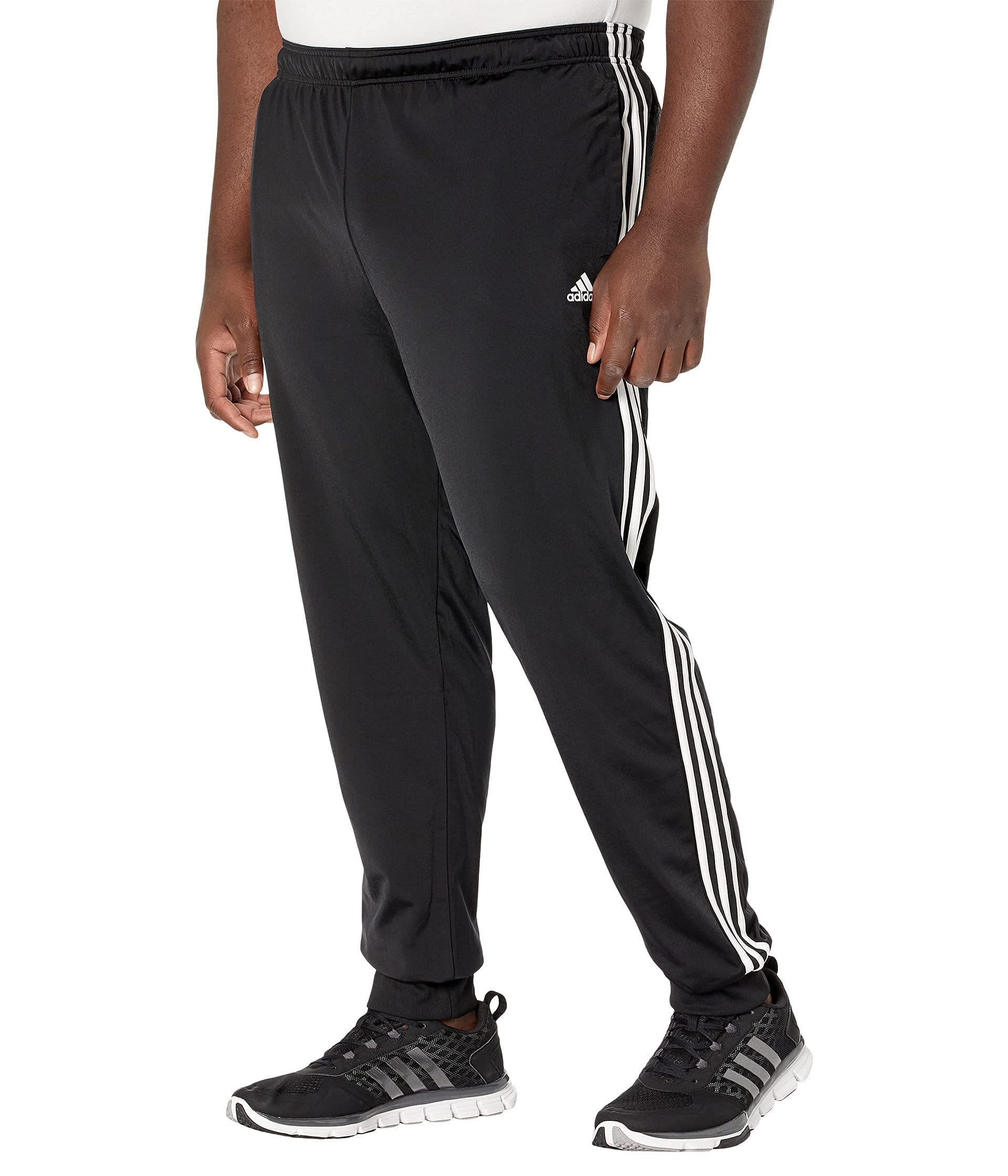 Adidas Men's Black/White Big & Tall Essentials Warm-Up Slim Tapered 3-Stripes Tracksuit Bottoms, XX-Large/Tall