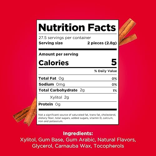 Miniatura 6 de PUR - Chicle de sabor canela elaborado con 100% xilitol, sin azúcar, aspartamo ni transgénicos, vegano, 55 chicles (paquete de 6 unidades)